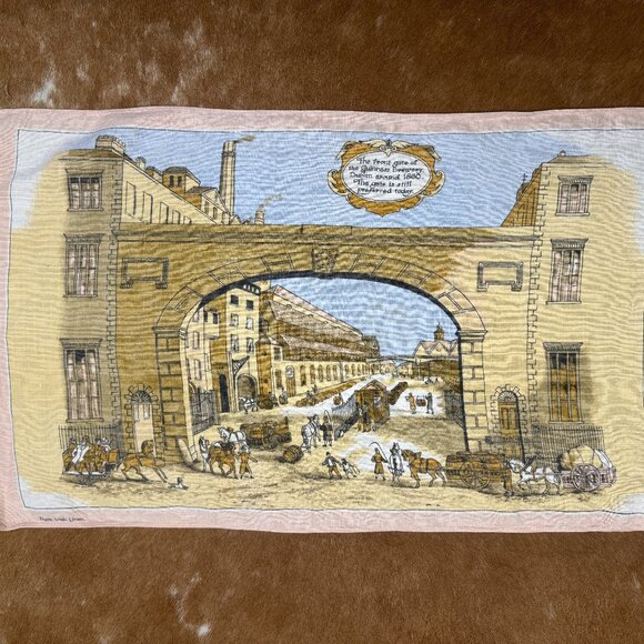 Vintage Guinness Brewery Dublin Linen Tea Towel 60s Irish Souvenir - Picture 2 of 7